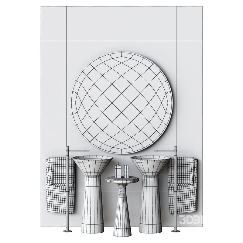 Bathroom furniture with round mirror Image 3