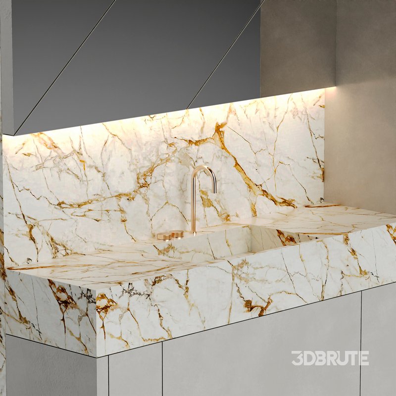 Modern bathroom furniture with stone sink Image 3