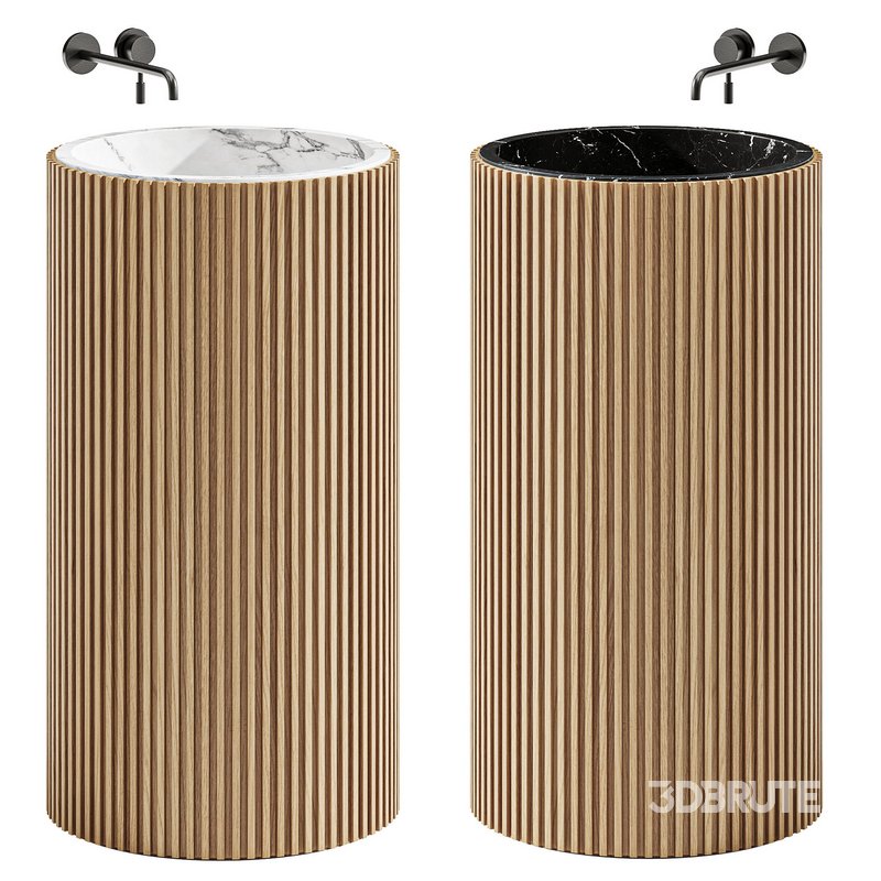 SALVATORI ADDA FREESTANDING SINK RIBBED WOOD Image 1