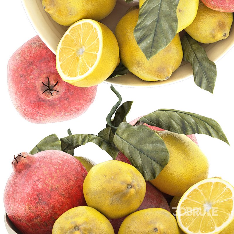 bowl of limes and pomegranates Image 1