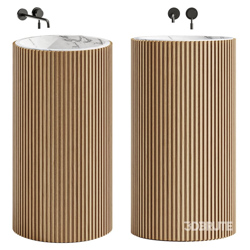 SALVATORI ADDA FREESTANDING SINK RIBBED WOOD Image 2