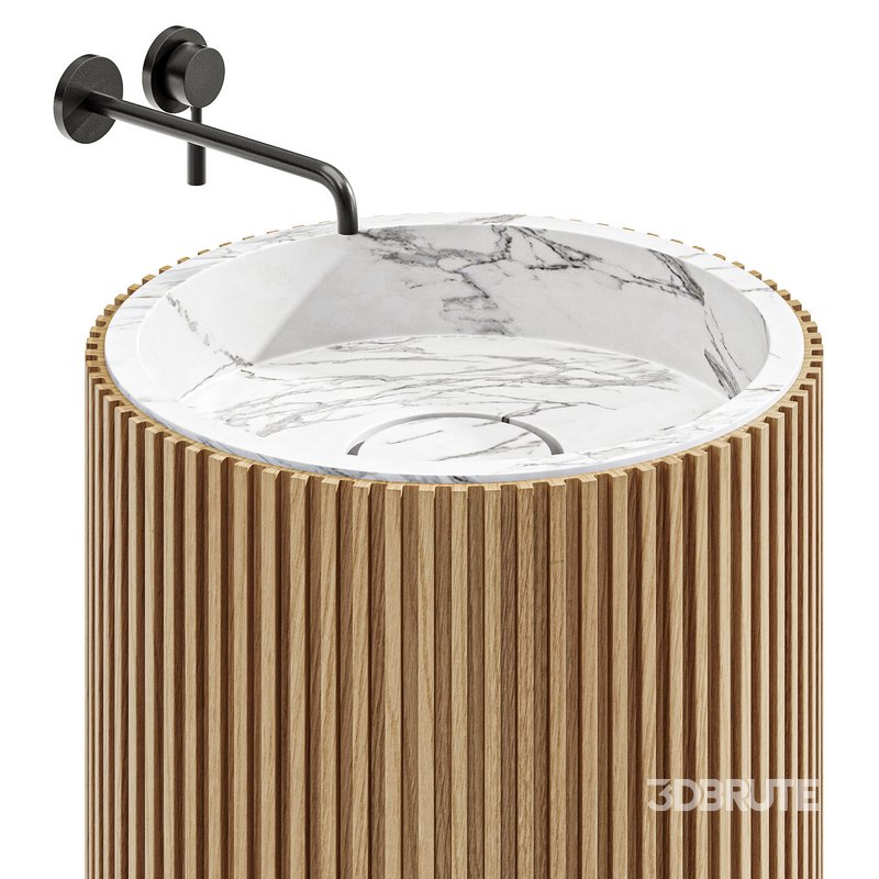 SALVATORI ADDA FREESTANDING SINK RIBBED WOOD Image 3