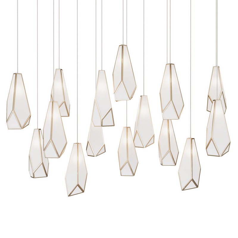 Glace White 15-Light Linear Multi-Drop Pendant Image 1