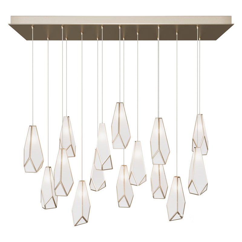 Glace White 15-Light Linear Multi-Drop Pendant Image 2