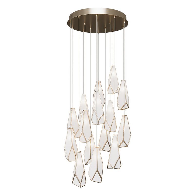 Glace White 15-Light Round Multi-Drop Pendant Image 1