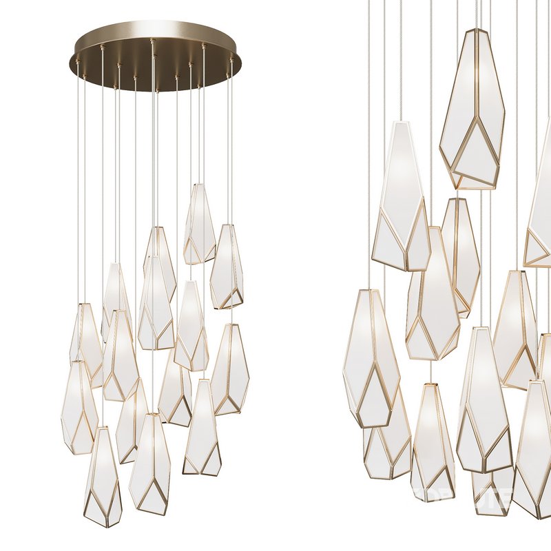 Glace White 15-Light Round Multi-Drop Pendant Image 2