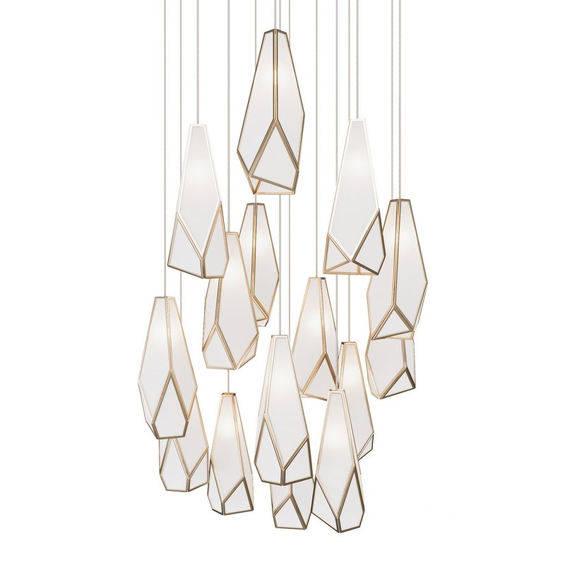 Glace White 15-Light Round Multi-Drop Pendant Image 3