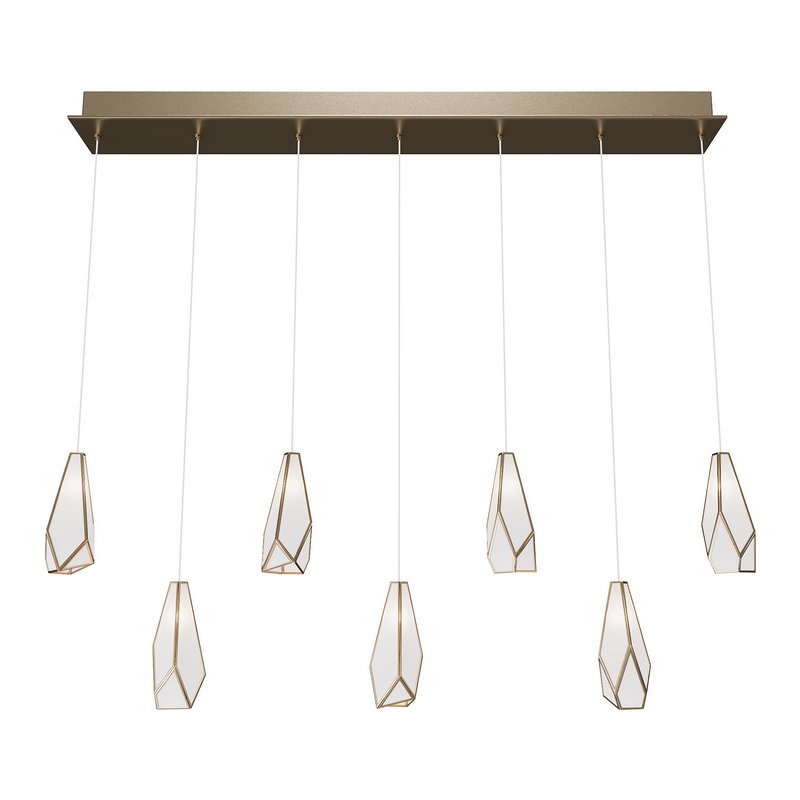 Glace White Rectangular 7-Light Multi-Drop Pendant Image 1
