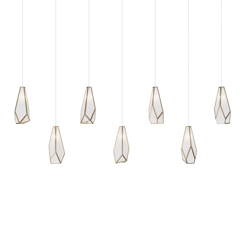 Glace White Rectangular 7-Light Multi-Drop Pendant Image 2