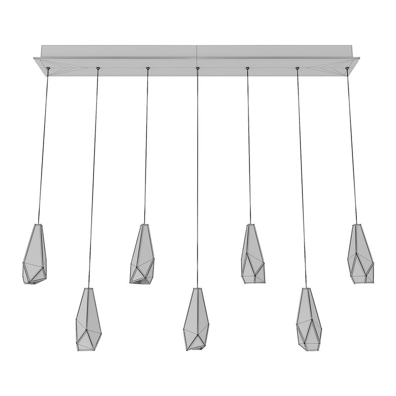 Glace White Rectangular 7-Light Multi-Drop Pendant Image 3