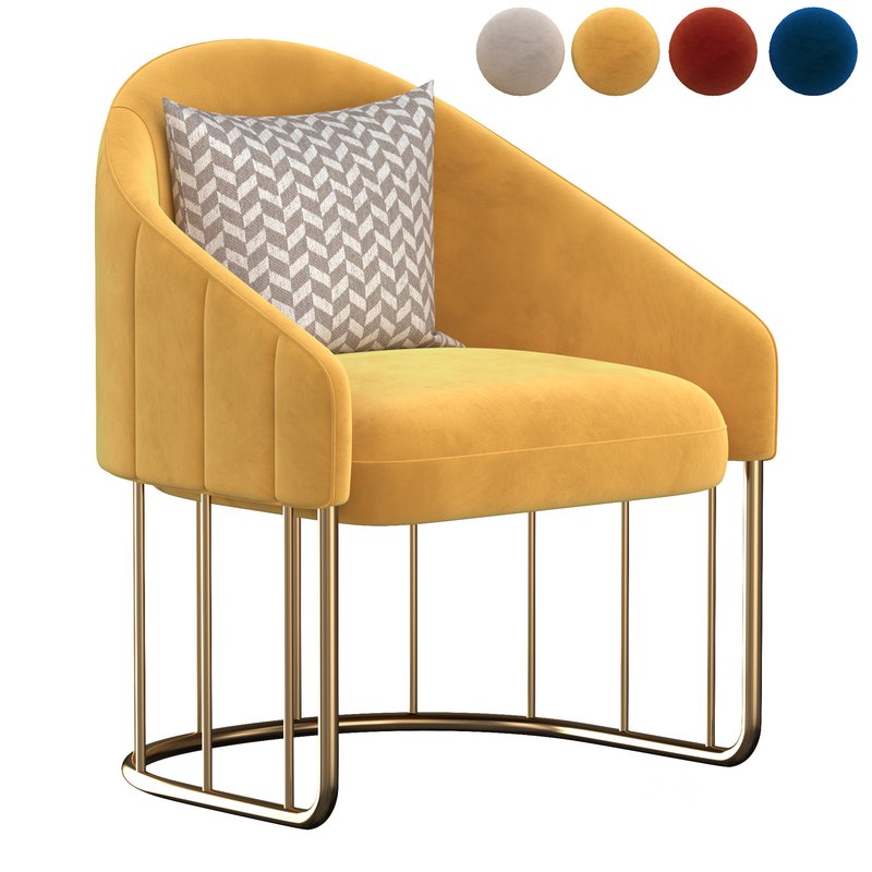 Modern Accent Chair Velvet Upholstered Chair Gold Base Image 1