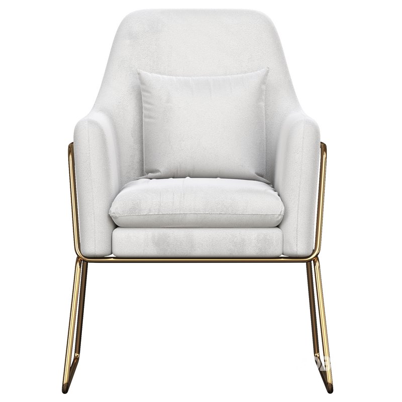 Gray Velvet Accent Chair Modern Upholstered Arm Chair with Gold Legs Pillow Included Image 3