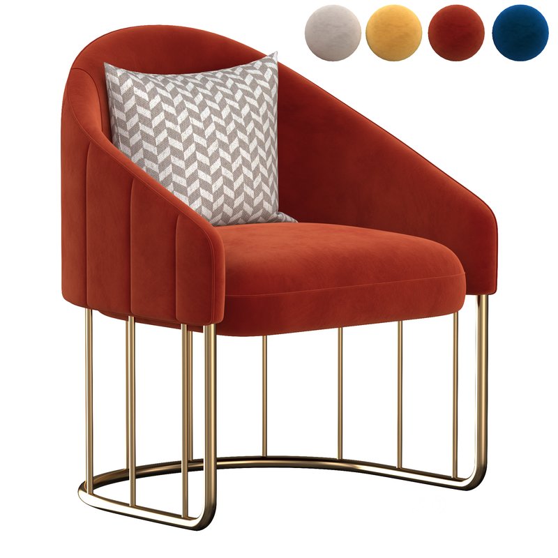 Modern Accent Chair Velvet Upholstered Chair Gold Base Image 3