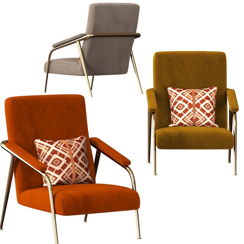 Mid century Accent Chair Velvet Image 1