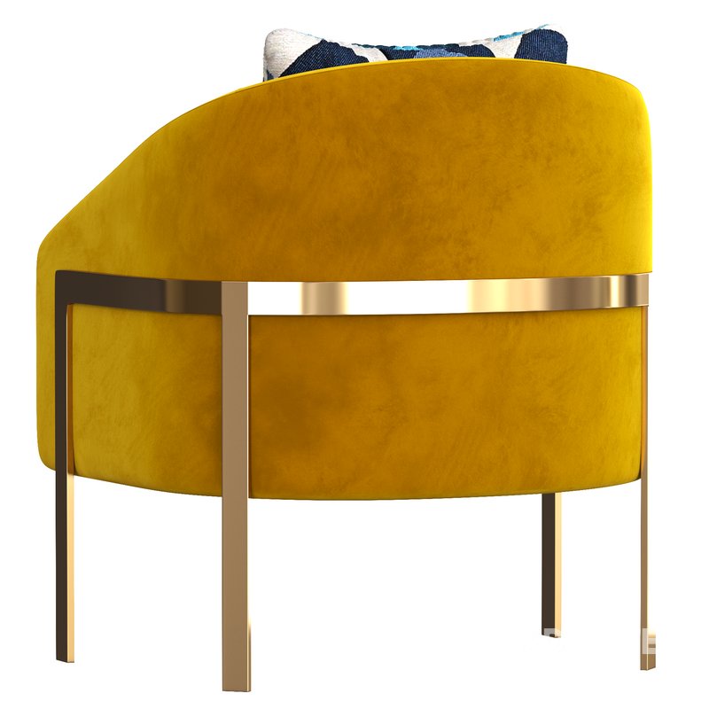 Modern Accent Chair Cotton&Linen Upholstered Metal in Gold Image 4