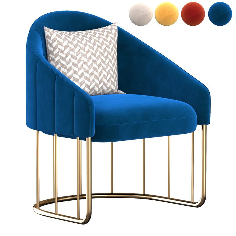 Modern Accent Chair Velvet Upholstered Chair Gold Base Image 2