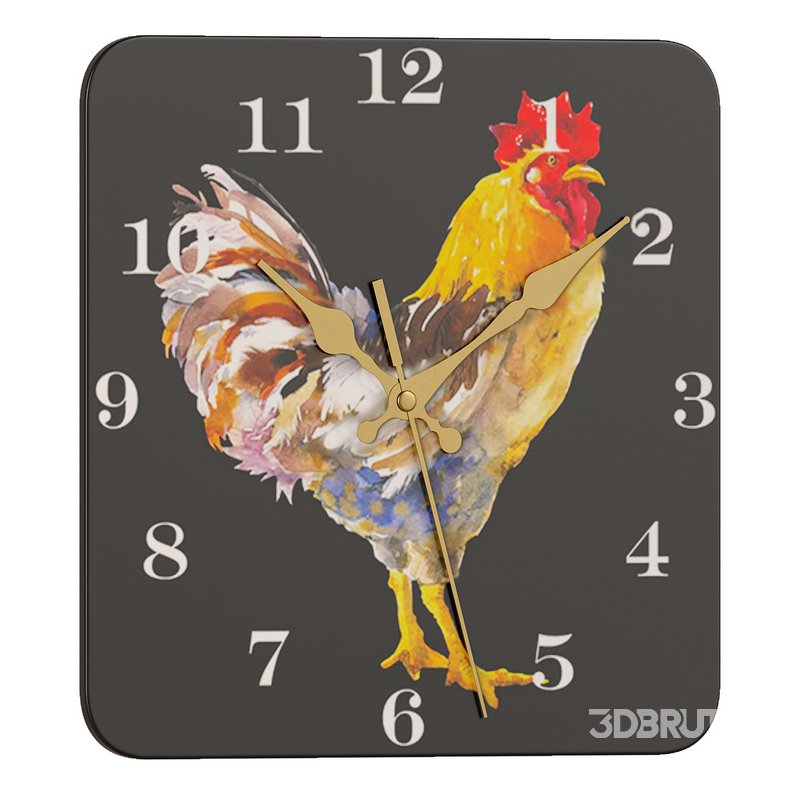 Rooster Nordic Silent Square Wall Clock Image 2