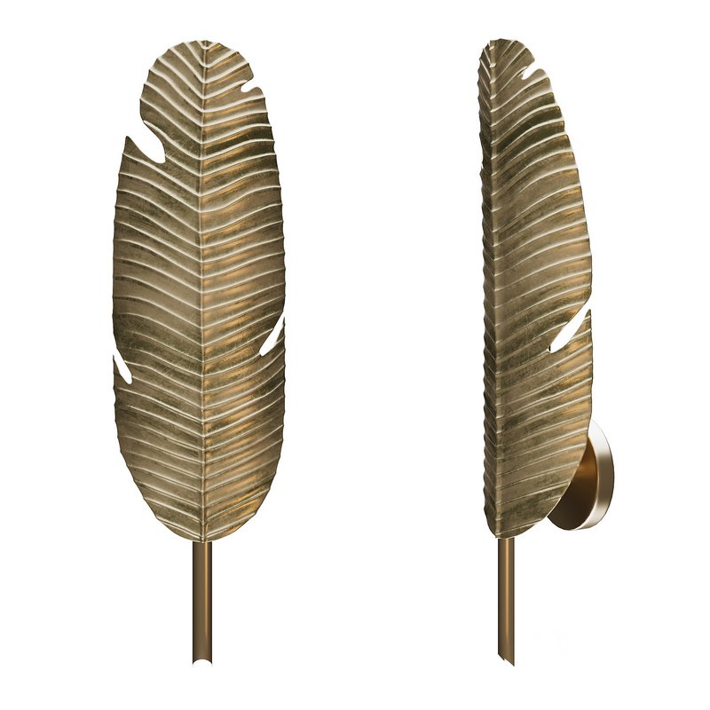Tropical Brass Leaf Wall Sconce Image 2