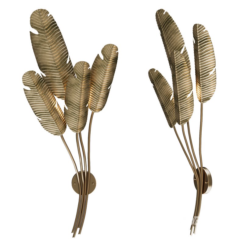 Tropical Brass Multi-Leaf Wall Sconce Image 1