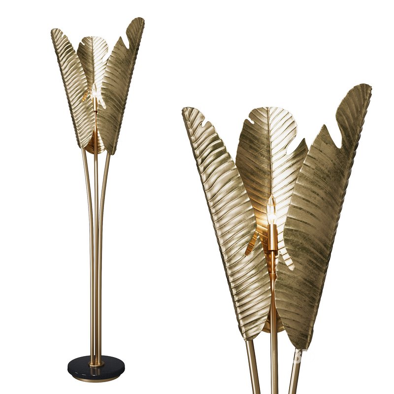 Tropical Large Brass Floor Lamp Image 1