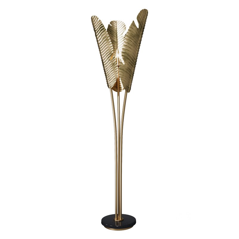 Tropical Large Brass Floor Lamp Image 2