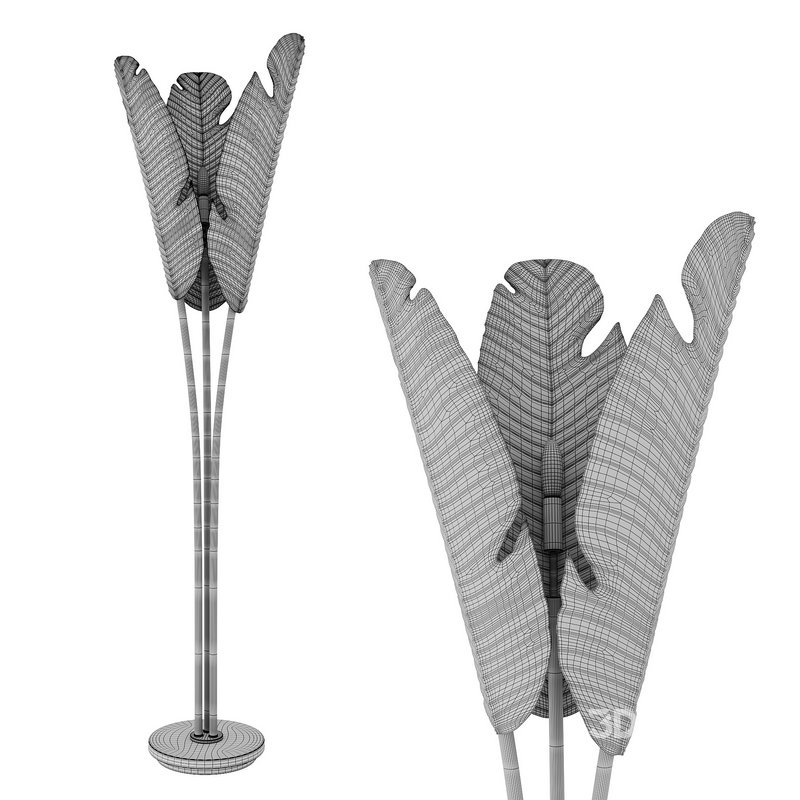 Tropical Large Brass Floor Lamp Image 3