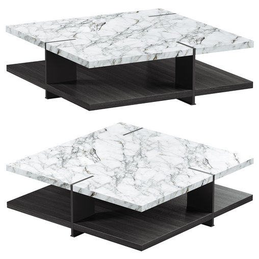 Natural Marble & Wood Coffee Table
