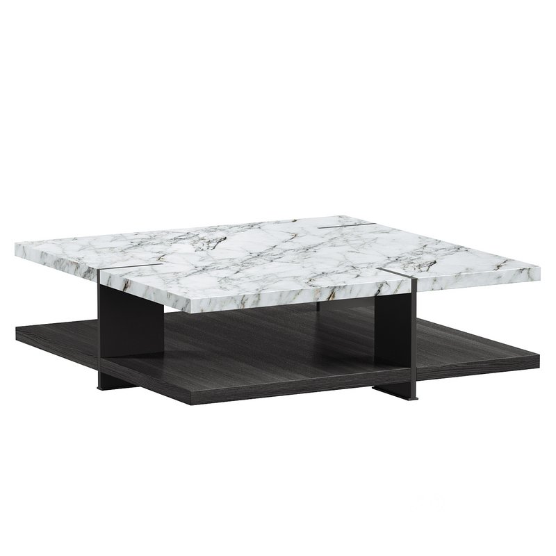 Natural Marble & Wood Coffee Table Image 2
