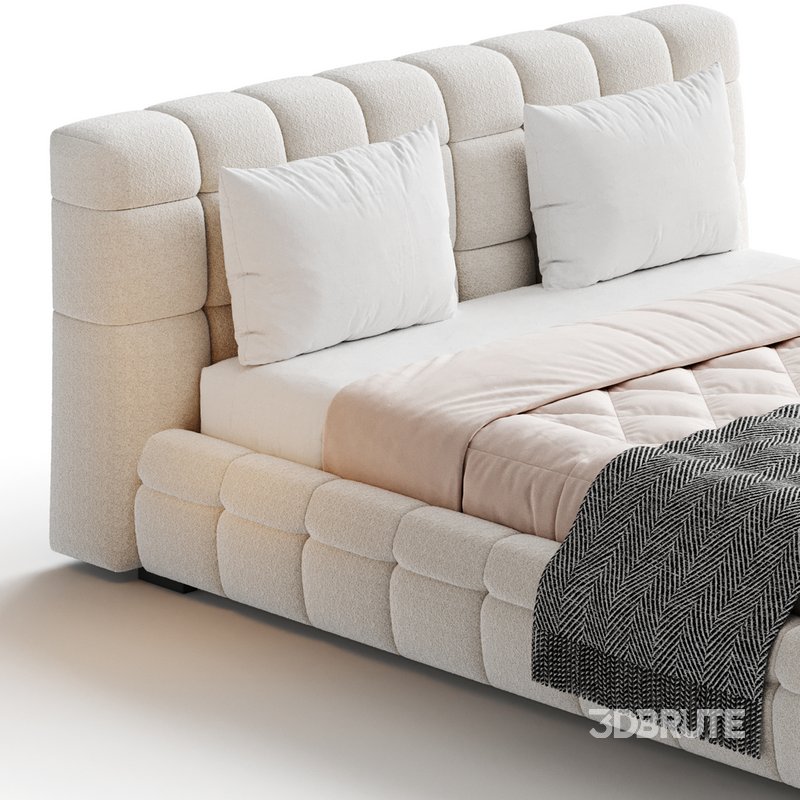 Addie White Boucle Minimalist Modern Bed Image 12