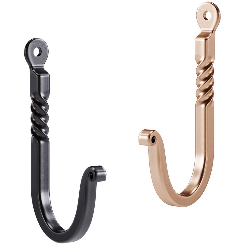 Black Wrought Iron Wall Mount Hooks Image 1