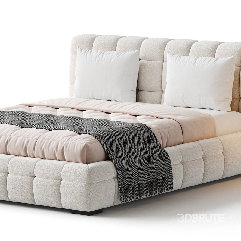 Addie White Boucle Minimalist Modern Bed Image 13