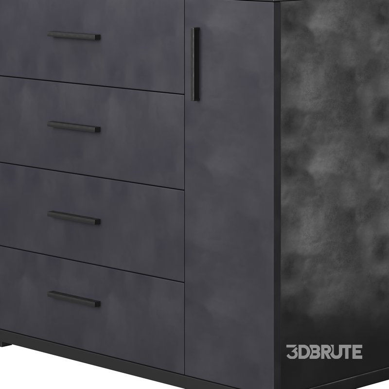 Komod INNOVO White Black Wood Image 12