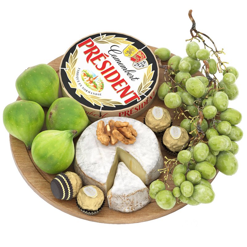 plate of cheese figs and grapes Image 1