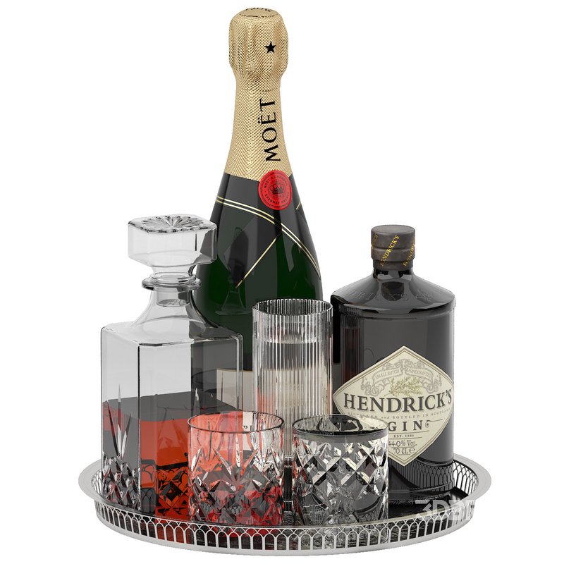 tray of whisky and champagne Image 1