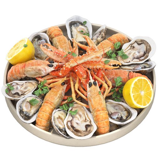 seafood plate of langoustines and oysters