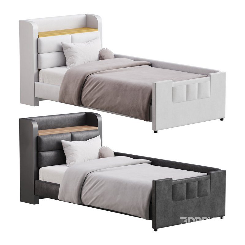 Twin Size Upholstered Platform Bed Image 1