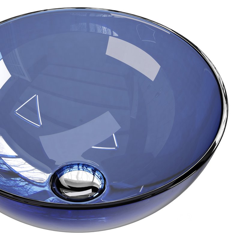 Blue Tempered Glass Vessel Sink Image 2