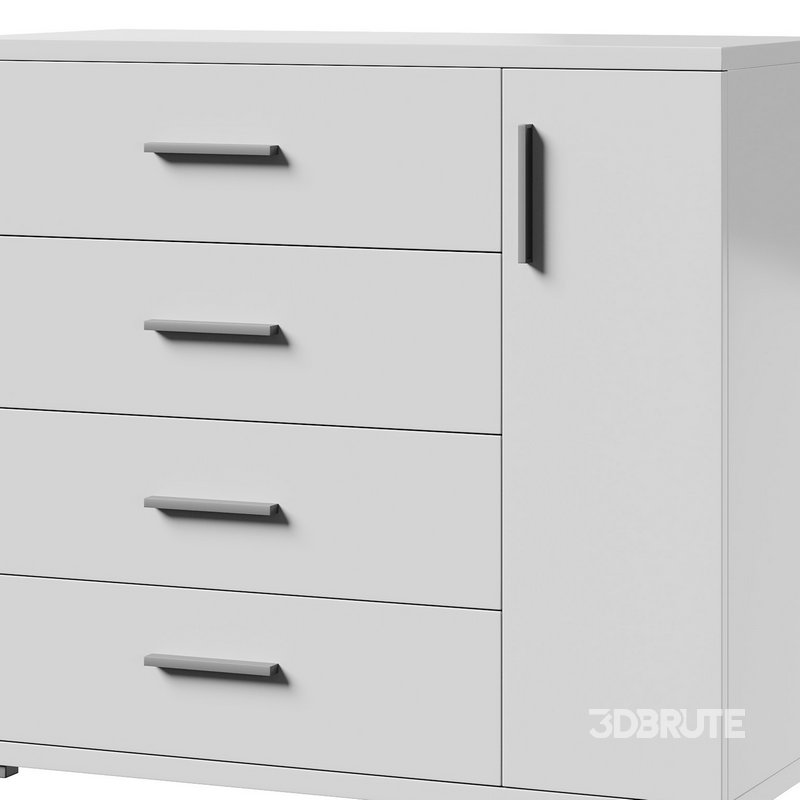 Komod INNOVO White Black Wood Image 2