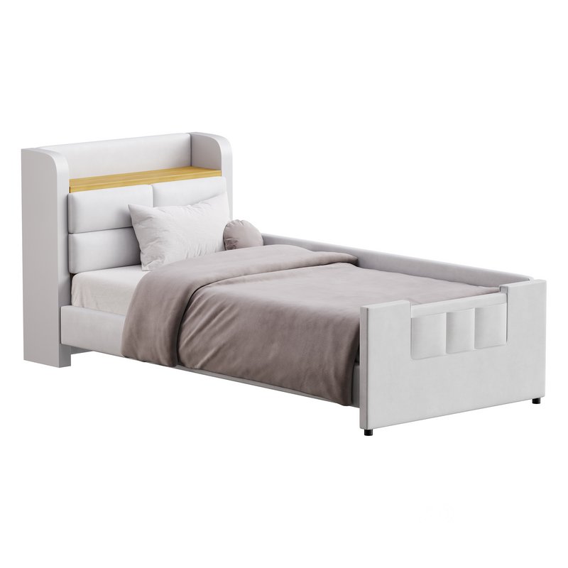 Twin Size Upholstered Platform Bed Image 2