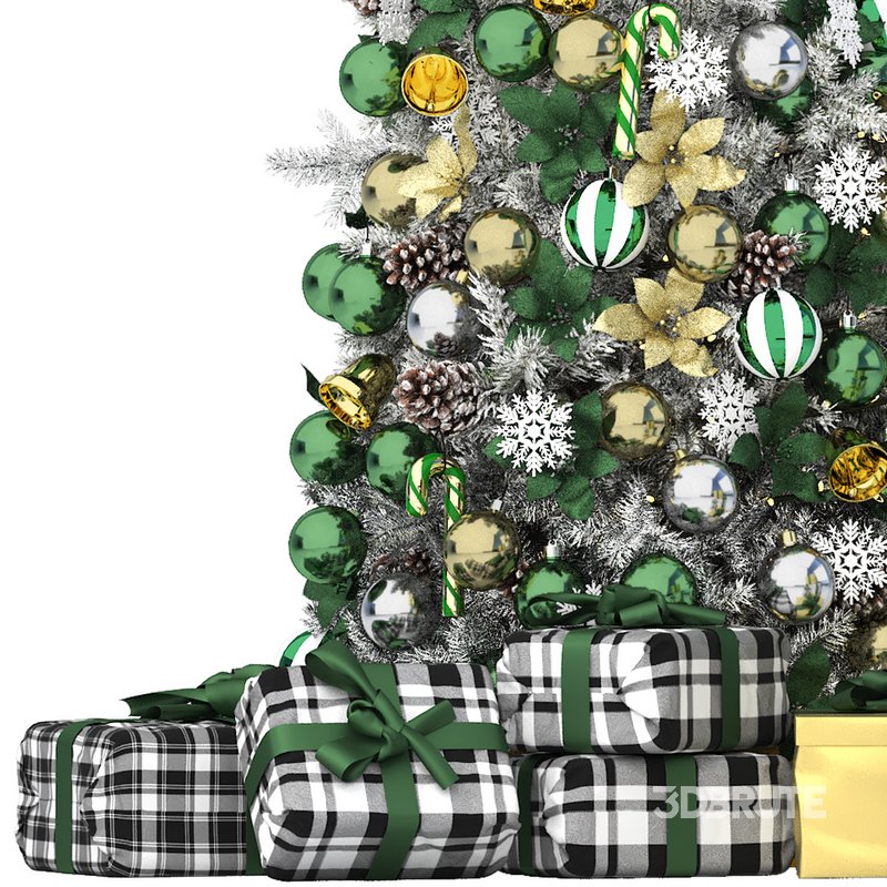 christmas tree with green ornaments Image 3