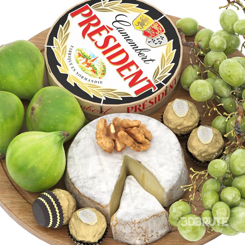 plate of cheese figs and grapes Image 3