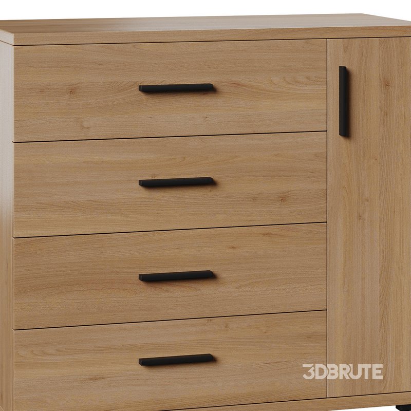 Komod INNOVO White Black Wood Image 7