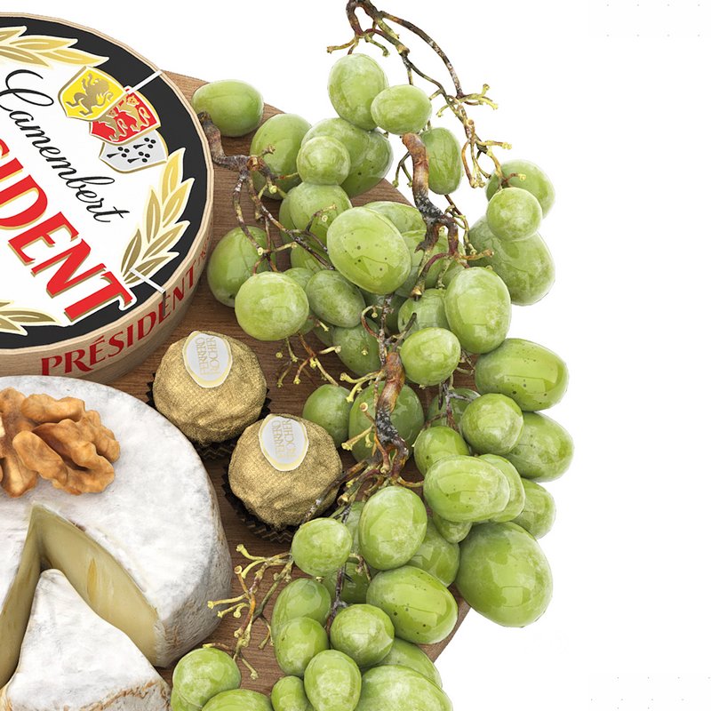 plate of cheese figs and grapes Image 2