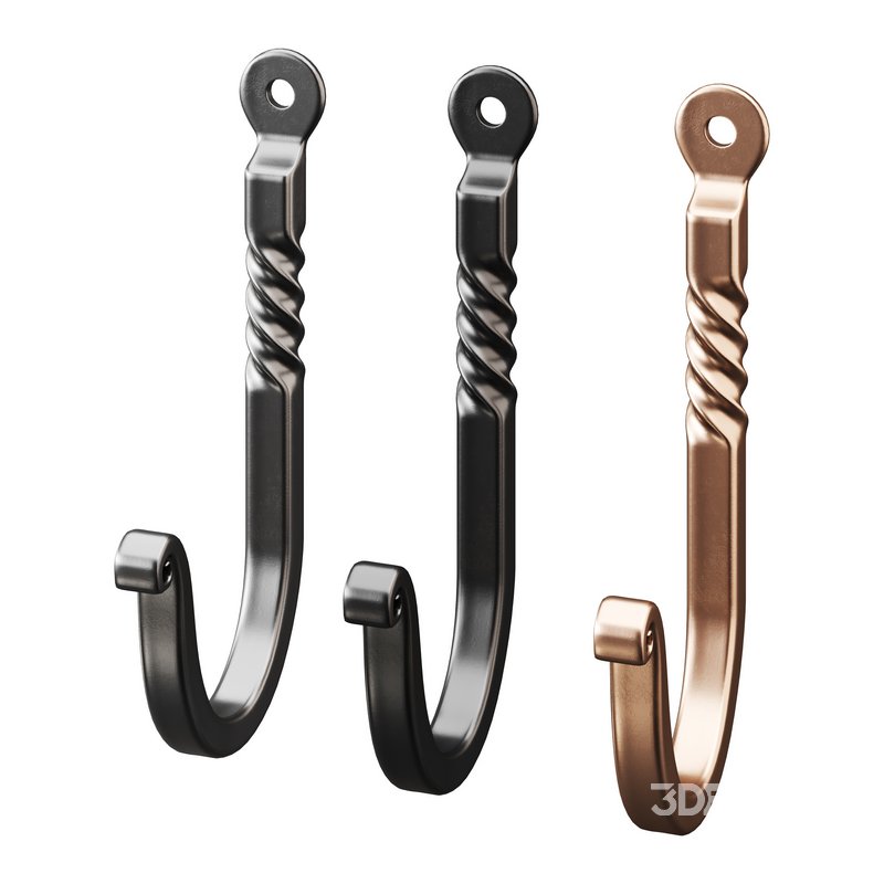 Black Wrought Iron Wall Mount Hooks Image 5