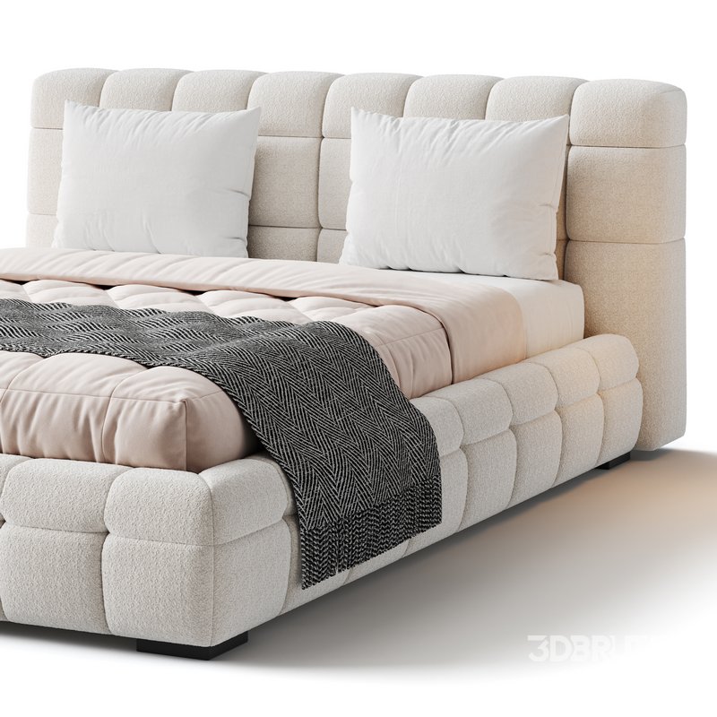 Addie White Boucle Minimalist Modern Bed Image 4
