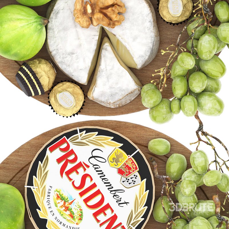 plate of cheese figs and grapes Image 4