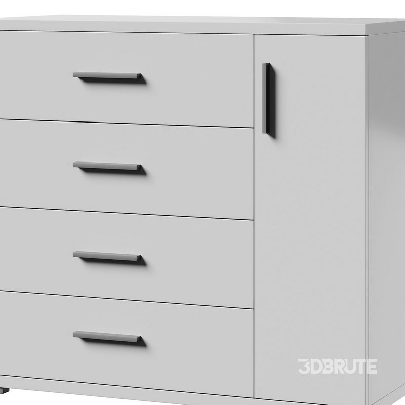 Komod INNOVO White Black Wood Image 4