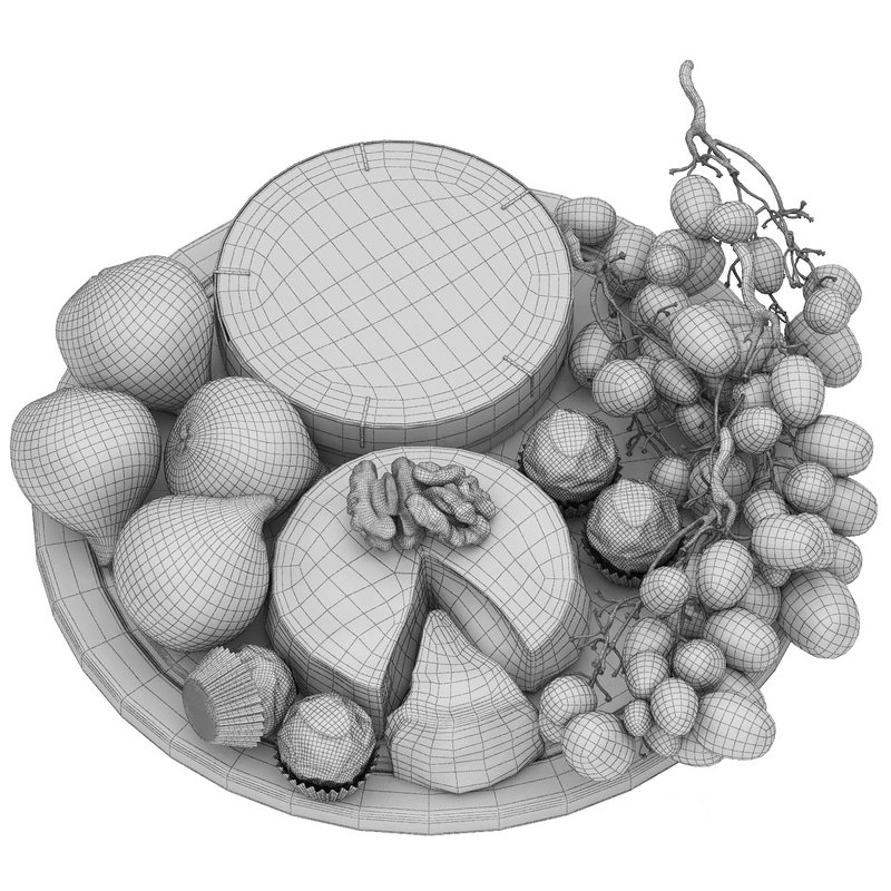 plate of cheese figs and grapes Image 5