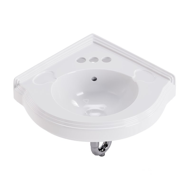 Bathroom Corner Sink White Image 7