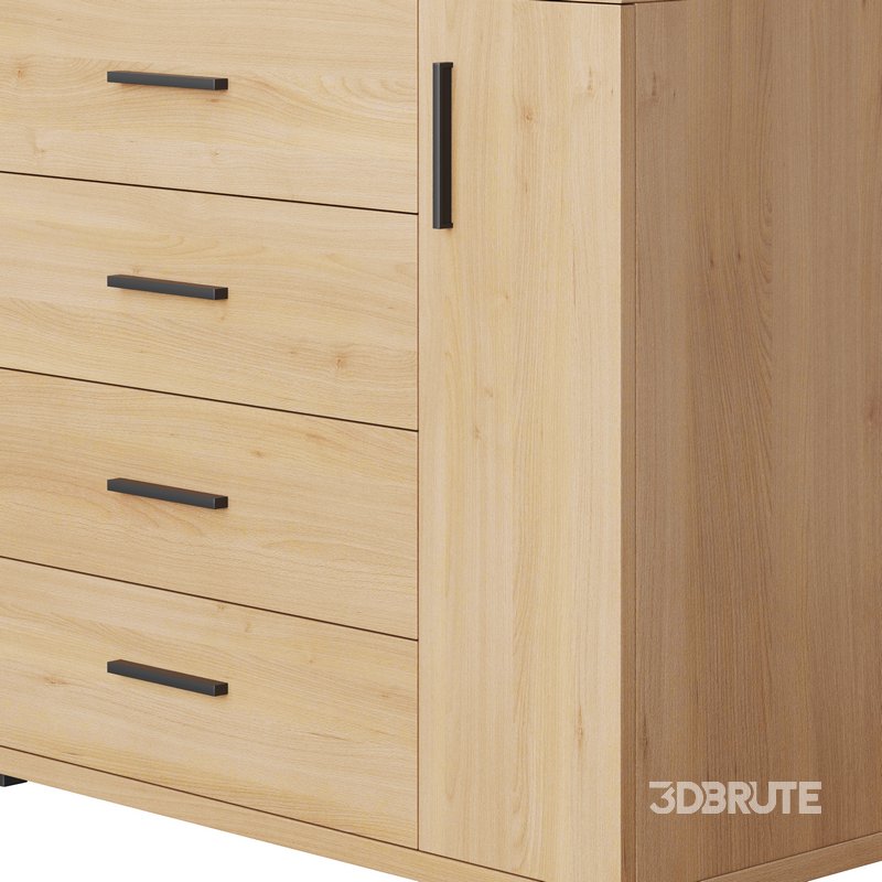 Komod INNOVO White Black Wood Image 10